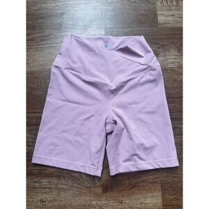 Yogalicious Lux Crossover 7 Inch Biker Shorts Lavender Purple Womens Size Small